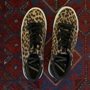 Zara Leopard Print Satin Sneakers